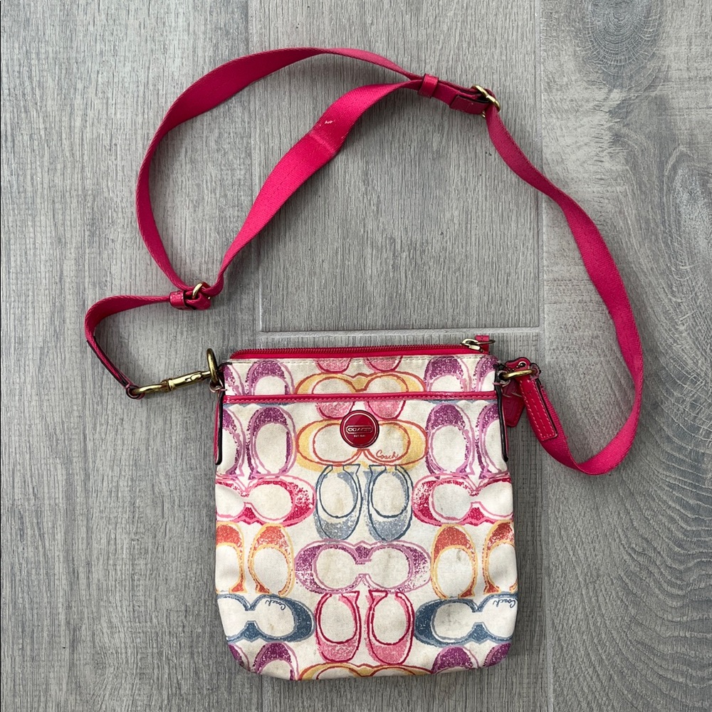 Coach Pink and Orange Patterned Bag